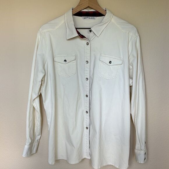 Woolrich Pendulum Cream Corduroy button down‎ Shirt buffalo plaid cuffs size XXL - Picture 2 of 12